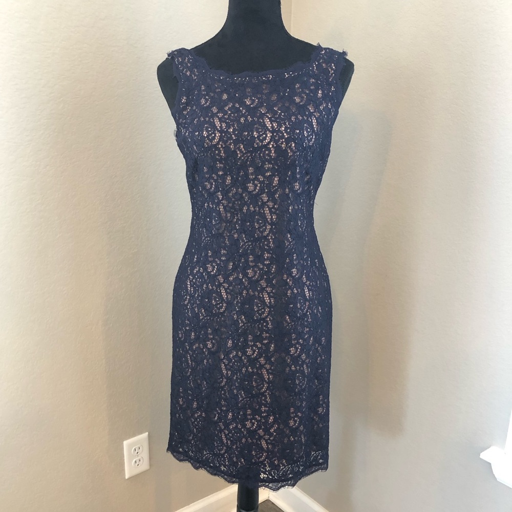 Adrianna Papell Navy Lace Dress